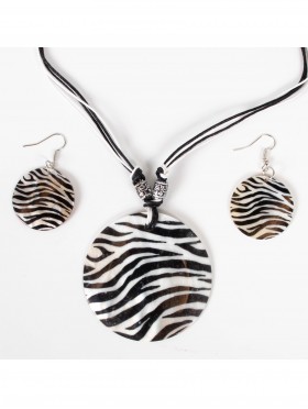Fashion Zebra Print Necklace and Earring Set